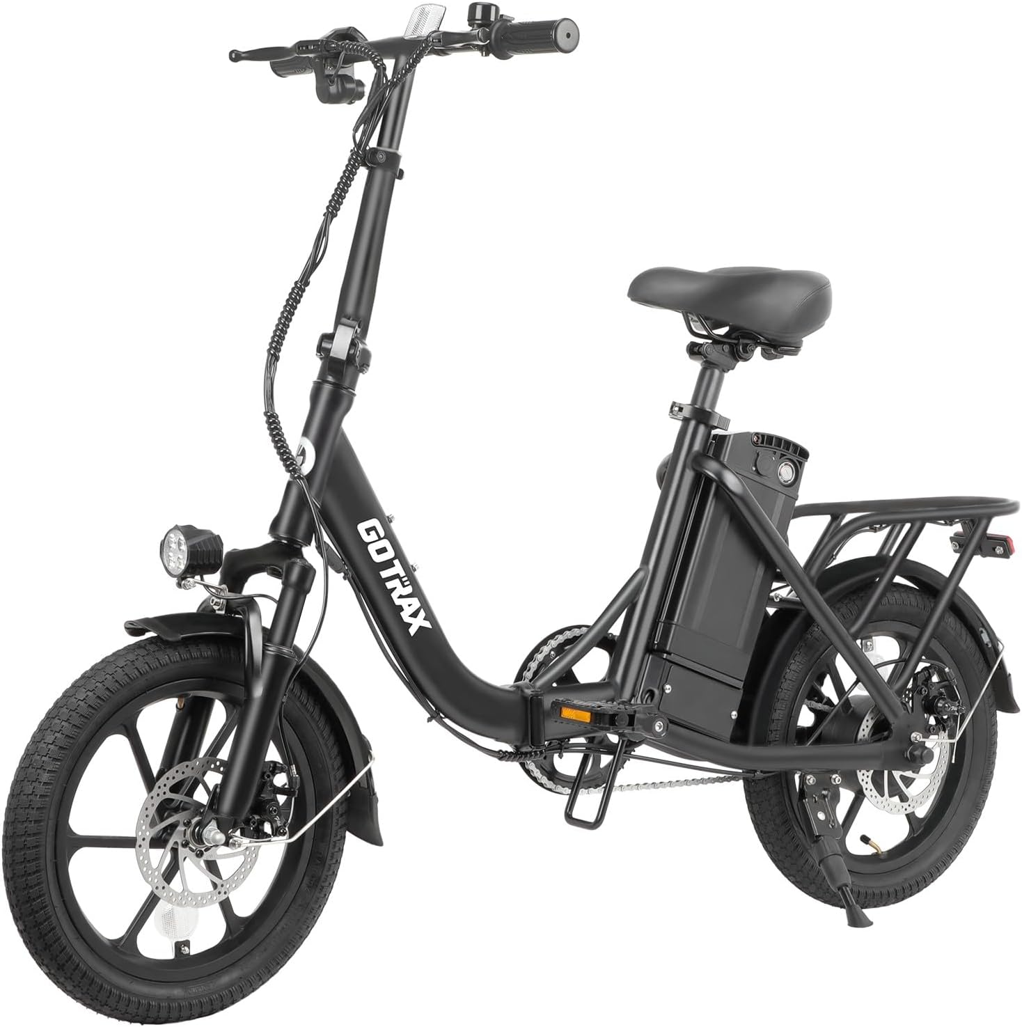 Gotrax 16' Folding Electric Bike, Max 28Miles Range(Pedal-Assist) & Speed 15.5Mph Power by Peak 500W, E-Bike with Removable Battery, Suspension & Adjustable Size, Commuter Bicycle for Adults/Teens