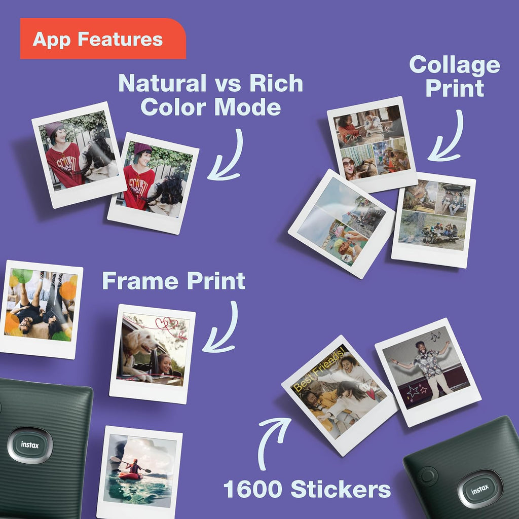 Instax Square Link Smartphone Printer Starter Kit - Ash White with Album and Instax Square Film (10 Exposures)
