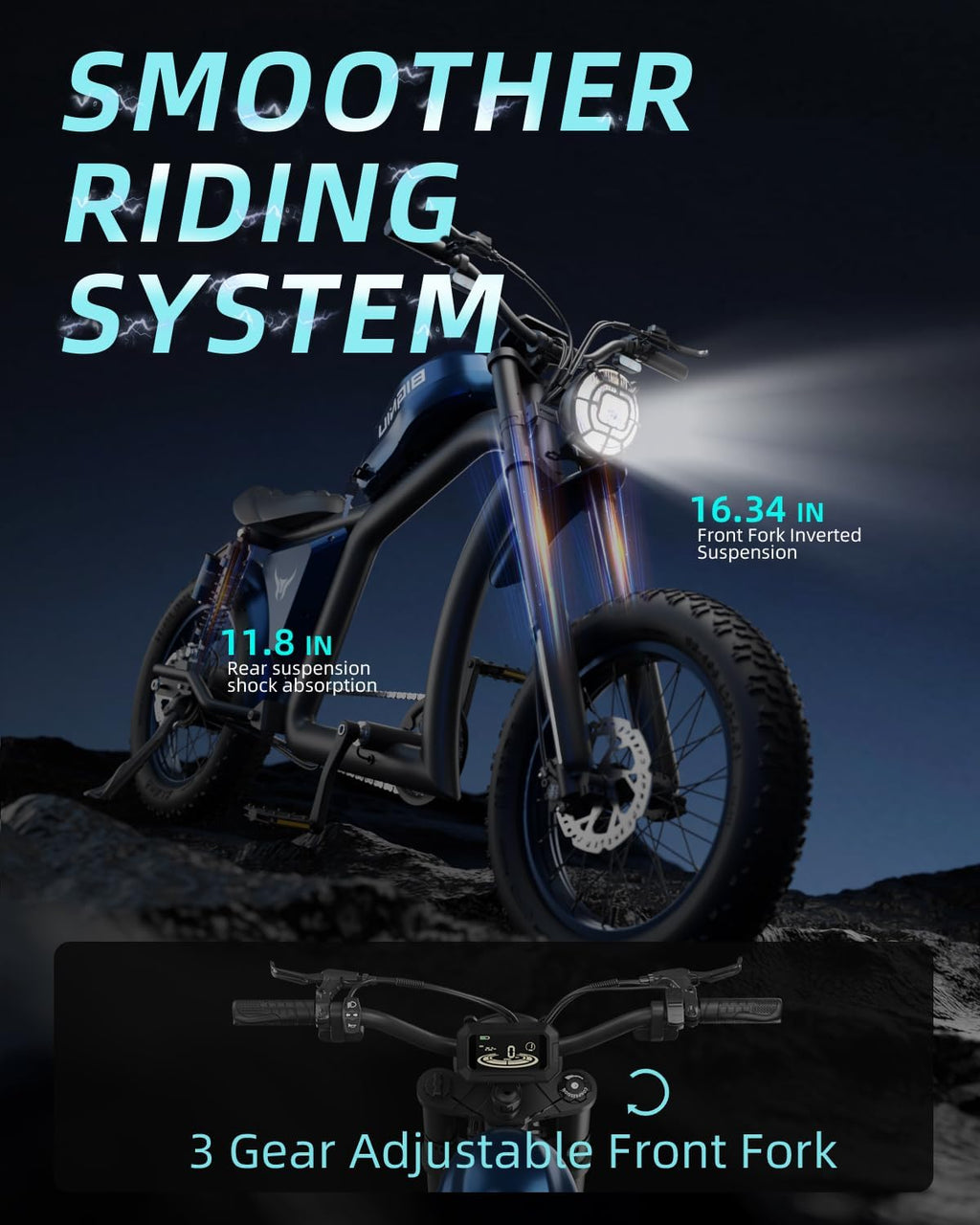 BIGNIU BG-X Electric Bike for Adults,1500W Brushless Motor 48V/31.5Ah Up to 40 Miles E-Bike Front/Rear Turn Signal Dual Suspension Ebikes