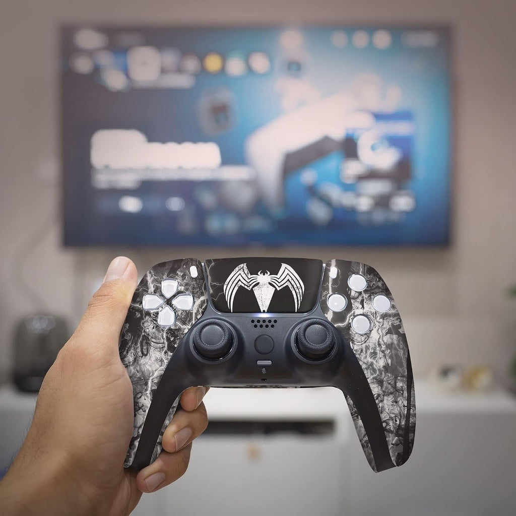 Vennom Custom PS-5 Controller Wireless compatible with Play-Station 5 Console by BCB Controllers | Proudly Customized in USA with Permanent HYDRO-DIP Printing (NOT JUST A SKIN) (MODDED)