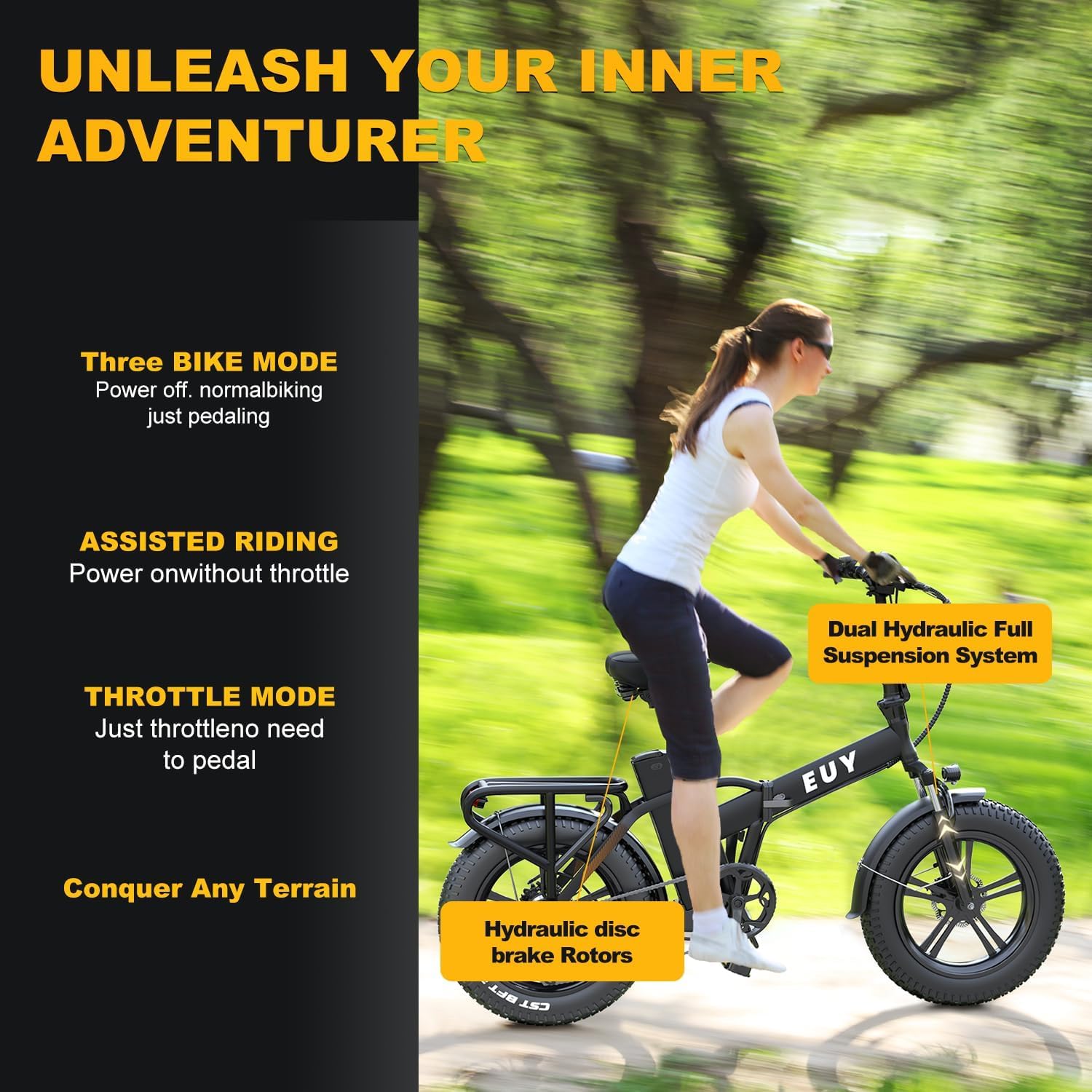 Folding Electric Bike for Adults and Seniors, 1000W Motor 48V 20AH Battery 30MPH 80 Miles, 20' Fat Tire All Terrain Ebike, 7-Speed Commuter E Bike, Step-Thru Electric Bicycle for Women and Teens
