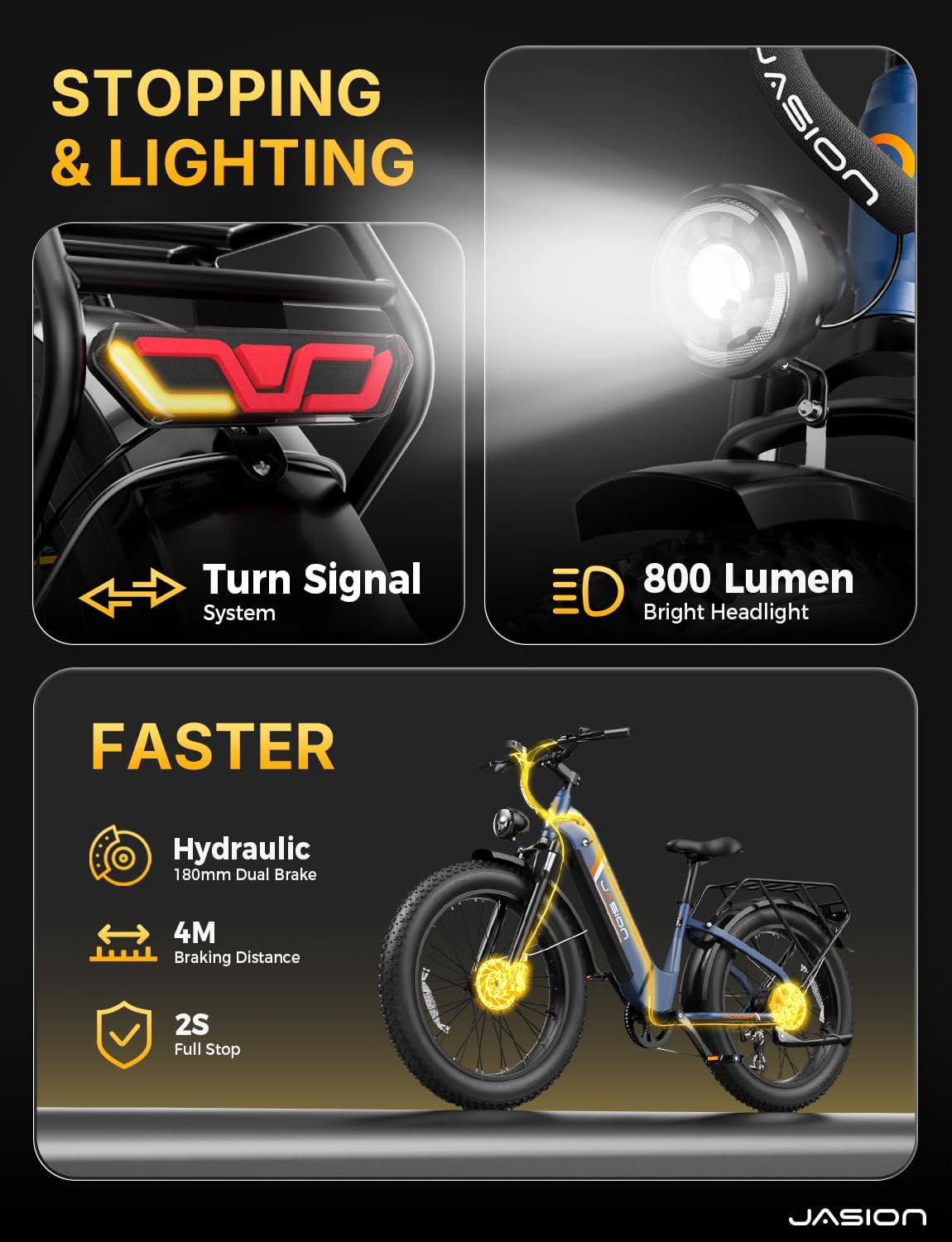 Jasion Thunder/PRO/ST Electric Bike,2000W/1800W Peak Ebikes for Adults,26''Fat Tire Best Ebike for Men,90/80 Miles with 1040Wh/864Wh Battery,35/30+MPH Max Speed Bicycles,500/400LB Capacity