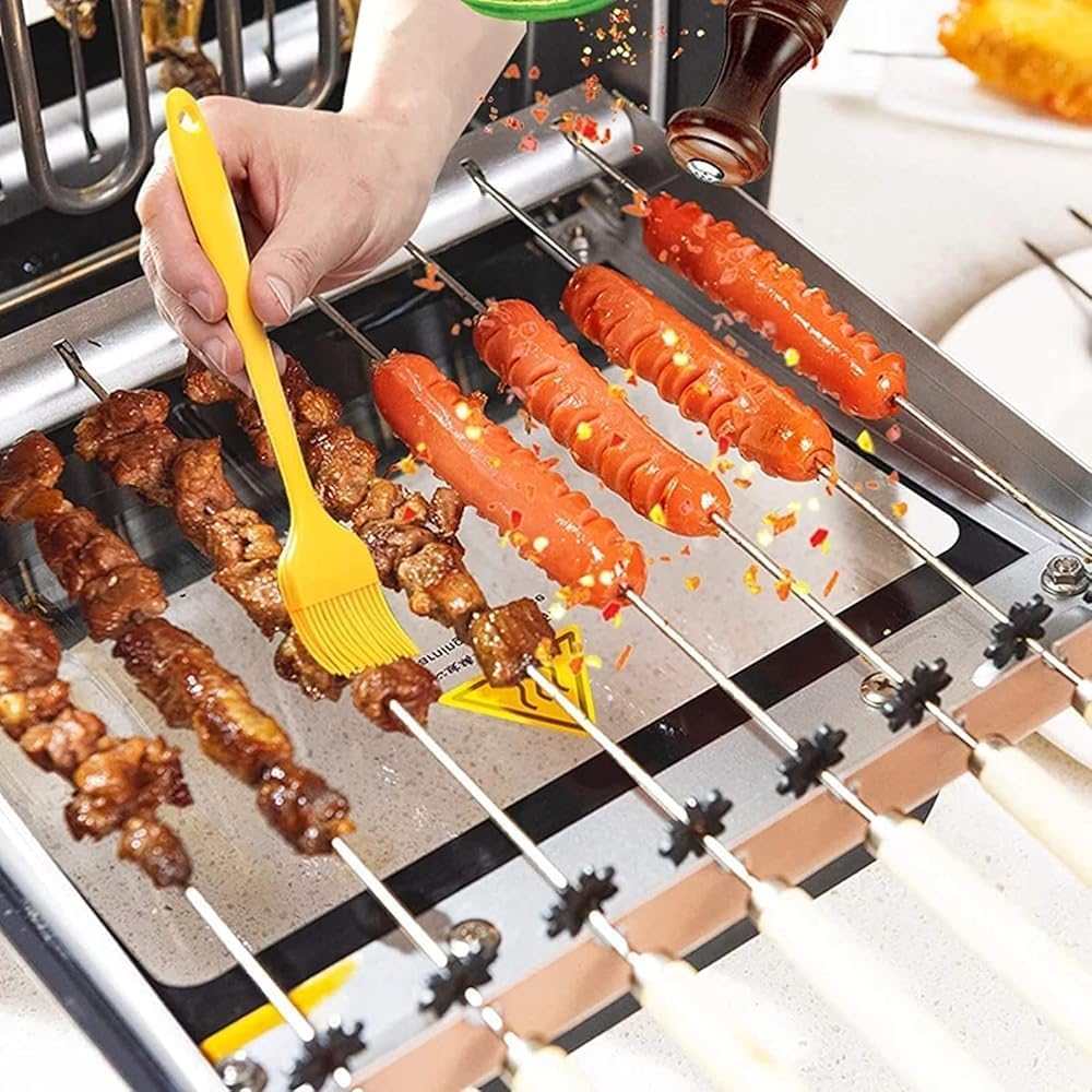 360° Smokeless Barbecue Grill Automatic Rotating Vertical Skewers with 2-Stage Temperature Control for Indoor Cooking