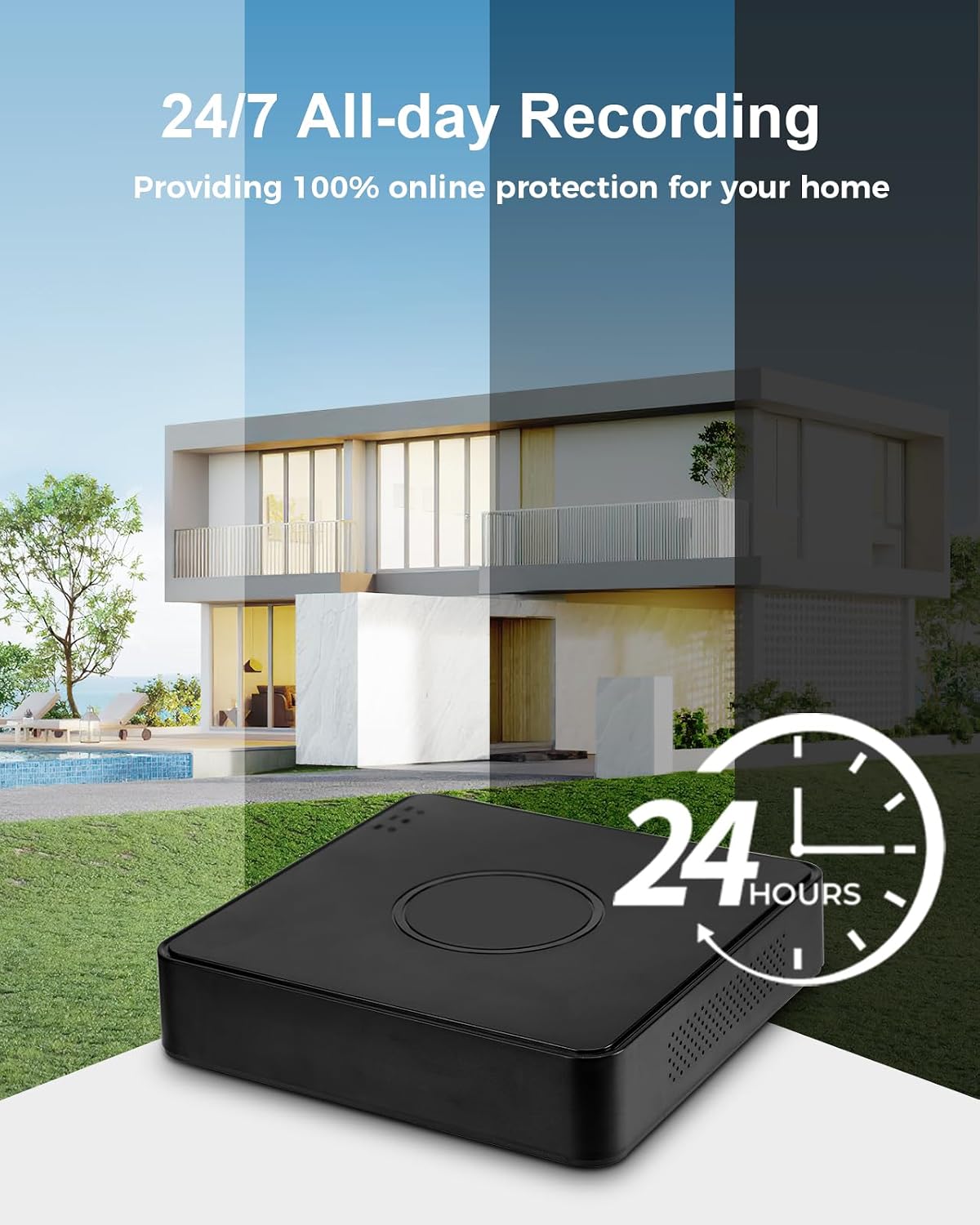 4CH 1080P Wired Security Camera System, AIWIXEN CCTV DVR with 512GB Hard Drive, 4 x Home Surveillance IP68 Waterproof Security Cameras with Human Vehicle Detection, Remote Access, 24-7 Recording