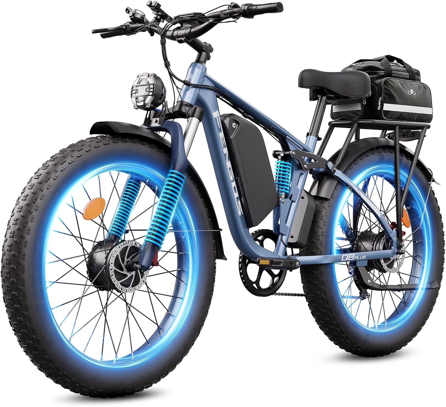 6000W Electric Bike for Adults,60V 1200WH 45MPH Dual Motor Mountain Ebike Up to100 Miles Long Range Electric Bicycle 24' Fat Tire Fast Bicycle for Men Women Full Suspension Brake/Turn Signal