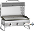 ONLYFIRE GRILLS Tabletop Gas Griddle with Foldable Legs, Portable 3-Burner Propane Gas Grill Griddle Flat Top for Outdoor Cooking Patio Barbecue Camping Tailgating RV BBQ, Stainless Steel, #GS309