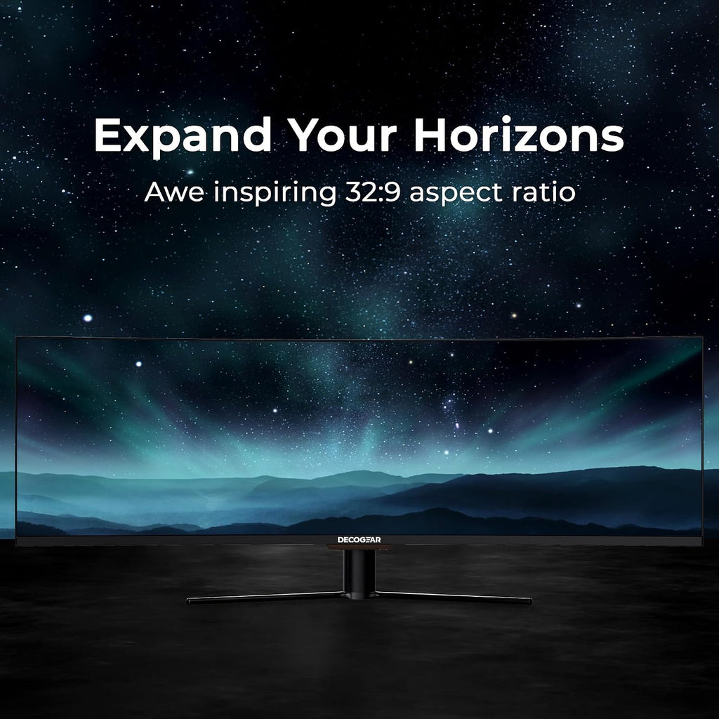 Deco Gear 49' Ultrawide Curved Monitor, 144Hz 32:9 Dual FHD 3840×1080, R1500, 3000:1 VA Super Wide Screen, Adaptive Sync, HDR400, USB-C 65W, 3ms, HDMI/DP, PBP/PIP KVM Work Gaming Display, Laptop & PC