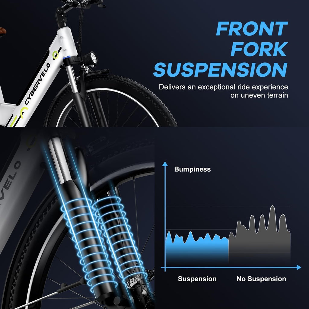 Cybervelo 750W Peak Electric Bike for Adults,up 80 Miles Removable Battery Ebike, 26' Electric E Bike with 7-Speed,Adult Electric Bicycles for Commute Beach Snow Womens/Man All Terrain