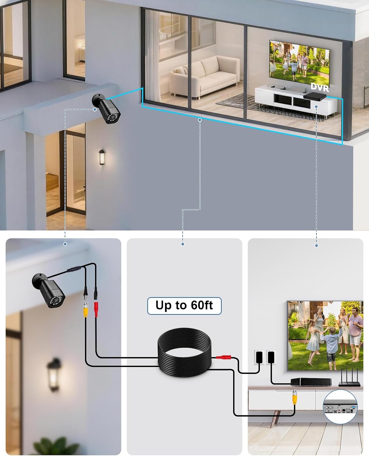 4CH 1080P Wired Security Camera System, AIWIXEN CCTV DVR with 512GB Hard Drive, 4 x Home Surveillance IP68 Waterproof Security Cameras with Human Vehicle Detection, Remote Access, 24-7 Recording
