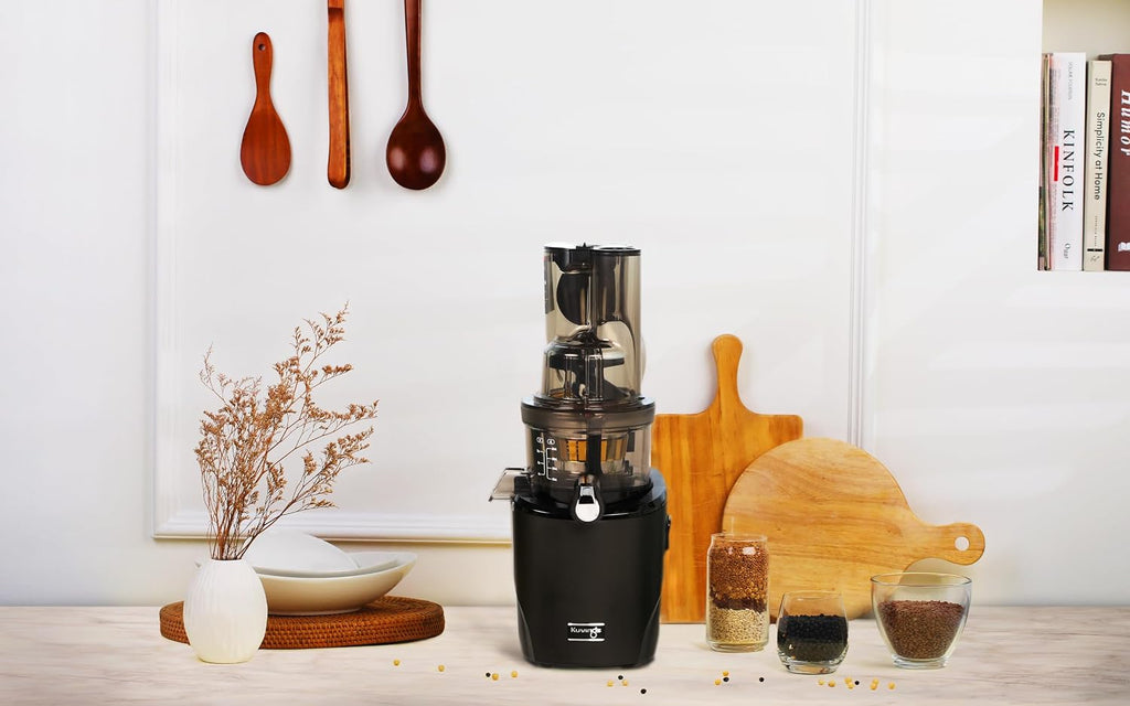 Kuvings Whole Slow Juicer REVO830 Cold Press Masticating Juicer Machine - Extra Wide 88mm & 48mm Food Chutes - Quiet Strong Motor Auto-Cut Fruits & Veggies - Smoothie Sorbet Attachment - Matte Black