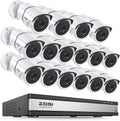 ZOSI 16 Channel Wired Security Camera System,16 x 1080P Metal Outdoor Surveillance Cameras with Audio,AI Human/Vehicle Detection,Weatherproof,Night Vision,16CH DVR for Home Business(No Hard Drive)