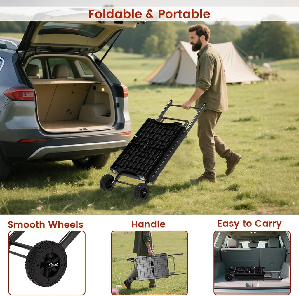 Hisencn Portable Grill Table Stand for Ninja Woodfire Outdoor Grill OG701 OG901 OG850 OG951, Pizza Oven Table Stand for Onni 12, Folding Camping Grill Table Cart for Blackstone 17'/22', with 2 Wheels