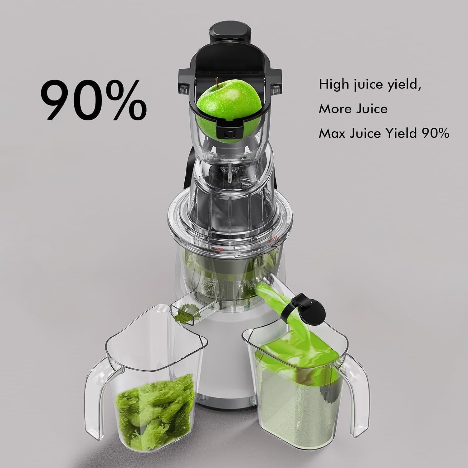 Easy-Use Cold Press Juicer, SiFENE 83mm Wide-Mouth Vertical Slow Masticating Juicer, Whole Fruit & Veg Juice Extractor, Easy Clen, BPA Free, Quiet Motor with Reverse Function, White