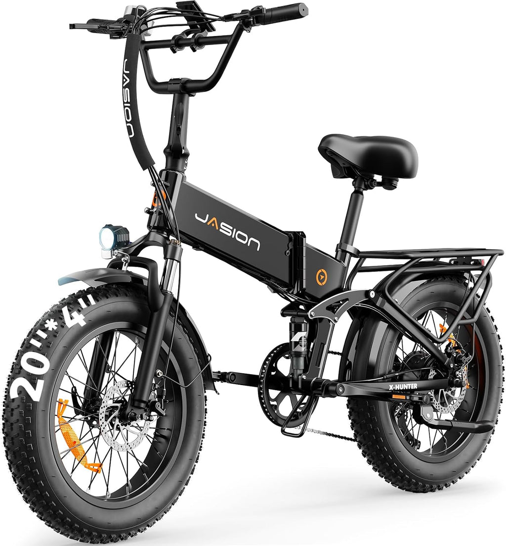 Jasion X Hunter/PRO Electric Bike for Adults,1800W/1400W Peak 20''Fat Tire Foldable Ebike,Folding E Bike Up to 80/70 Miles Range,720/624WH Removable Battery,30 MPH E Bike,Certified by UL2849