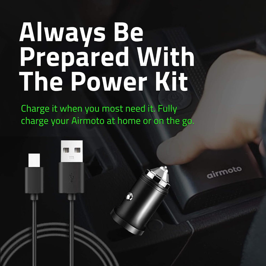 Airmoto and Power Kit Bundle Deal - 3 bundle - Tire Inflator Portable Air Compressor with Power Kit for Charging on The Road - Cordless Air Pump for Car Tires, Motorcycle, Bicycle, Balls (Pack of 3)