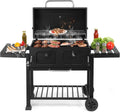 61.5' Portable Charcoal Grill,Metal Outdoor Barbecue Smoker,Heavy Duty Outdoor BBQ Grill,Portable Vertical Camping Barbecue Grill,with Foldable Side Tables,for Garden Patio Beach Backyard (Black)