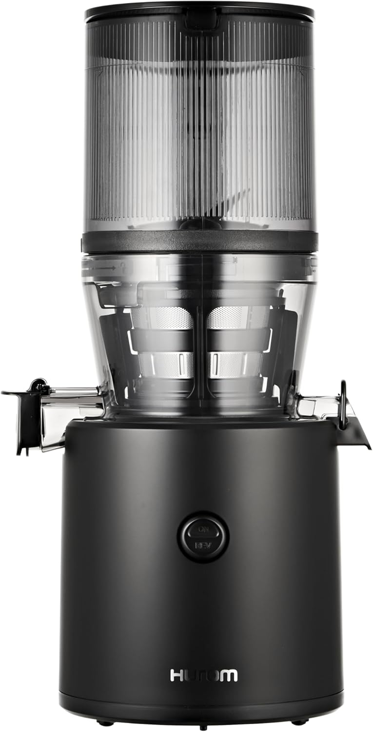 Hurom H320 Cold Press Juicer Machine, Easy to Clean Masticating Slow Juicer, Coarse Strainers, Self-Feeding, Hands Free, Family Size, Quiet Motor, Easy Assembly (Black)