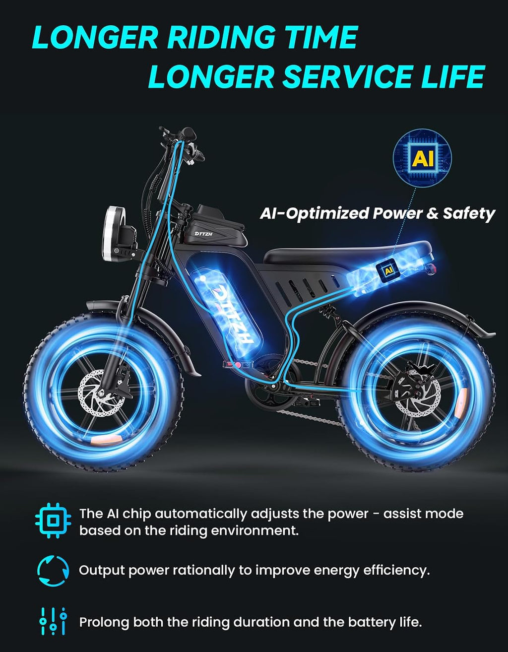 DTTZH F6/F6S/F6PRO Electric Bike for Adults with NFC & Password Unlock, 4000/2000/1500W, 50/40/33MPH, 60V 30Ah, 48V 15/25Ah E-Bike, 100-60 Miles Electric Motorcycle, 20' Fat Tire Electric Dirt Bike