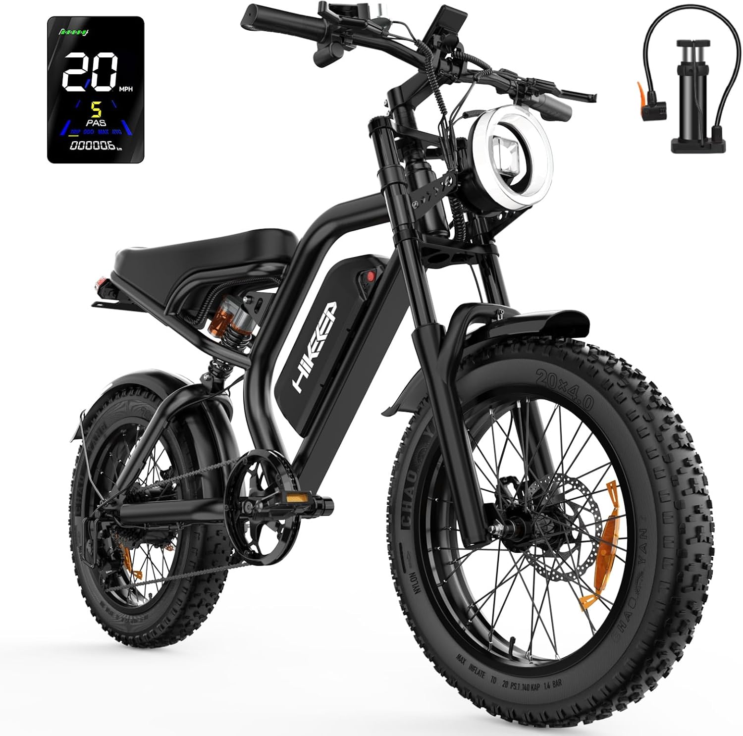 HiKeep Electric Bike for Adults - 16/20 Inch Fat Tire Ebike, 750W/Peak 1500W Motor Ebike, 48V15.6AH Detachable Battery, 4 Riding Modes Electric Dirt Bike