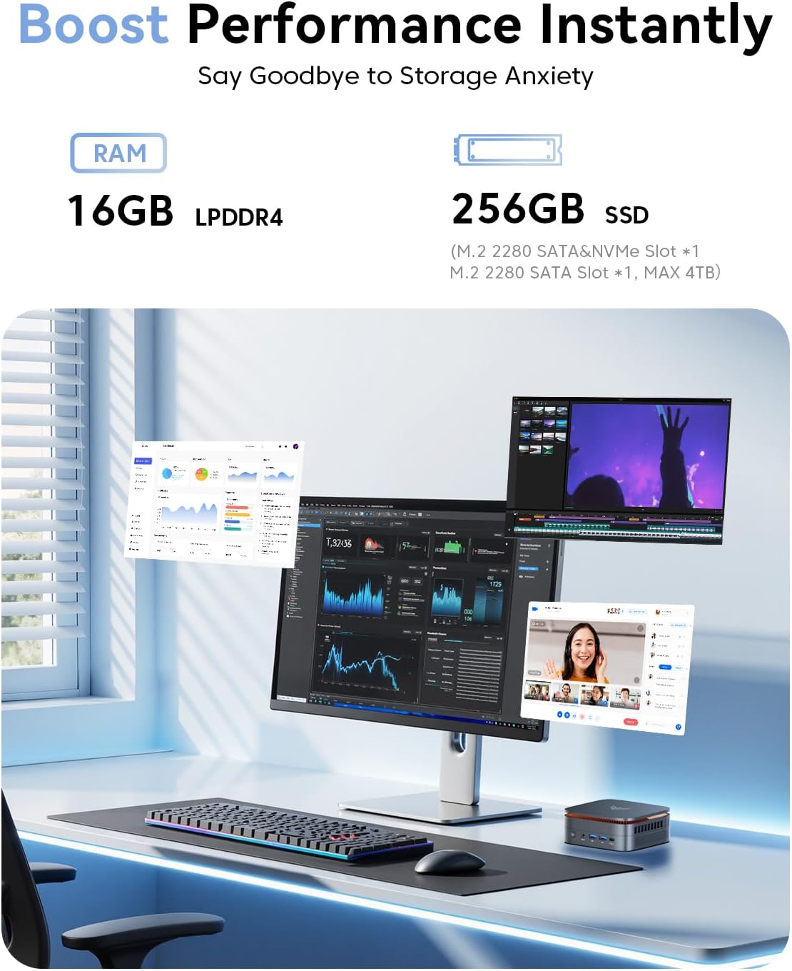 KAMRUI Pinova P1 Mini PC Computer, AMD Ryzen 4300U (Beats i3-10110U/3500U), 16GB RAM 256GB SSD, Mini Desktop Computer Support Triple 4K, USB-C, WiFi, Bluetooth, Ethernet for Business, Education, Home