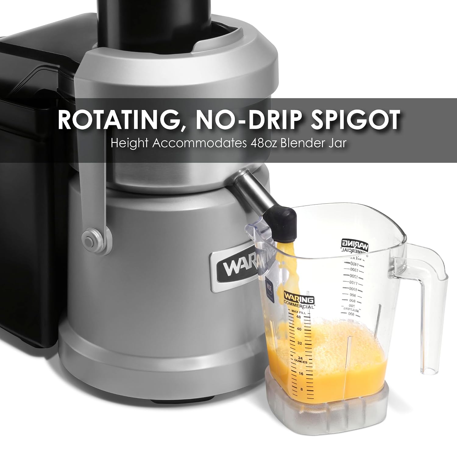 Waring Commercial Pulp Juice Extractor, Heavy-Duty 1.2HP, 12 Quart, Eject Centrifugal Juicer, Continuous Operation, Wide Chute, Commercial Foodservice Pro Use for Bars, Restaurants, and Health Clubs