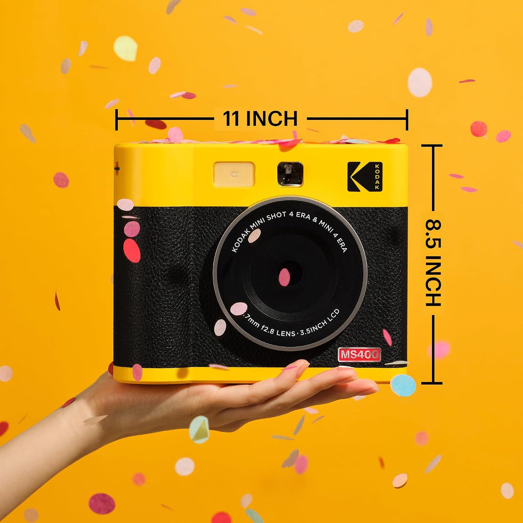 KODAK Mini Shot 4 ERA 4PASS 2-in-1 Instant Camera and Photo Printer (4x4) (Yellow, Camera + 70 Sheets)