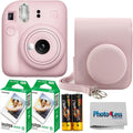 Fujifilm Instax Mini 12 Instant Film Camera Blossom Pink, Fujifilm Instax Mini Twin Pack Instant Film 20 Prints, Prtotective Case, Gift Bundle