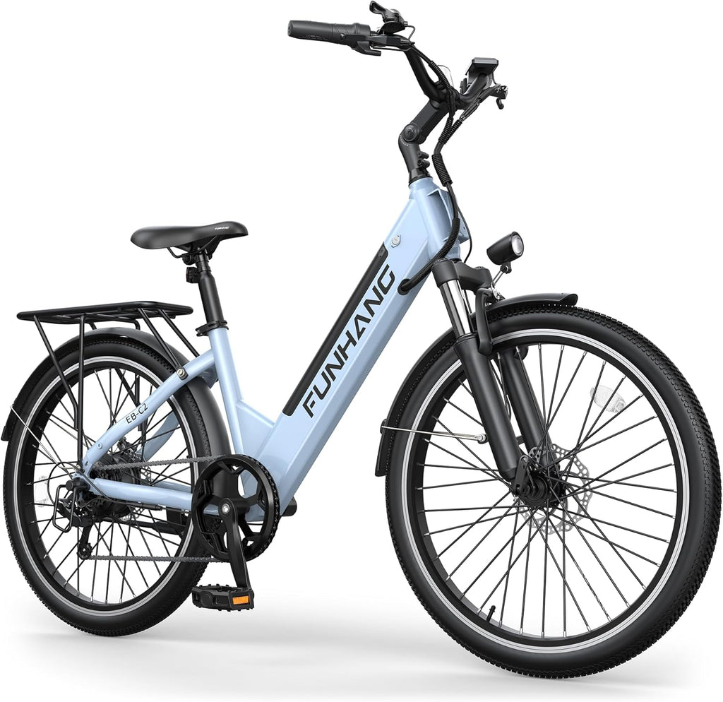 Funhang Electric Bike for Adults, 1000W Peak Ebike, 50Miles 20MPH Step Thru Electric Bicycle, 26' Commuter E Bikes with 48V Built-in Removable Battery, Adjustable Stem, 7-Speed, UL 2849 Certified