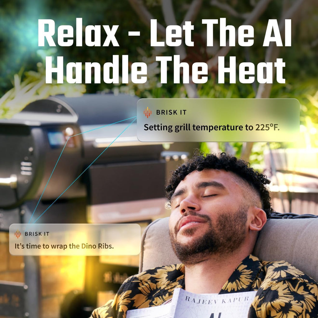 Brisk It Zelos-450 Electric Wood Pellet Smoker Grill – A.I. Smart BBQ Grills with WiFi, 450 sq.in Cooking Area, 7-in-1 Outdoor Grill & Smoker, PID Controller (Up to 500°F), Meat Probe