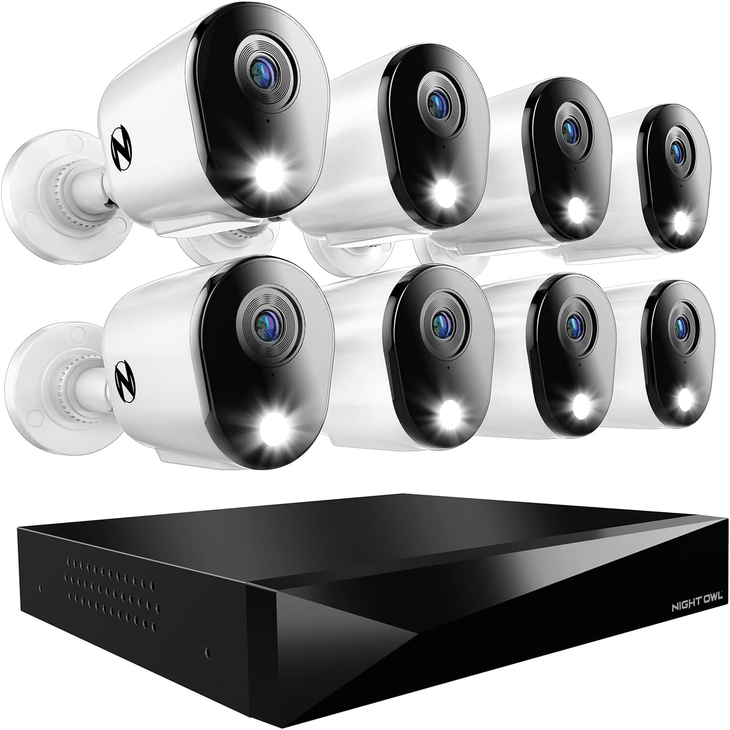 Night Owl 2-Way Audio 12 Channel DVR Video Home Security Camera System with (8) Wired 2K HD Indoor/Outdoor Deterrence Cameras and 2TB Hard Drive (Add up to 4 More Wi-Fi Cameras) (8 Camera)