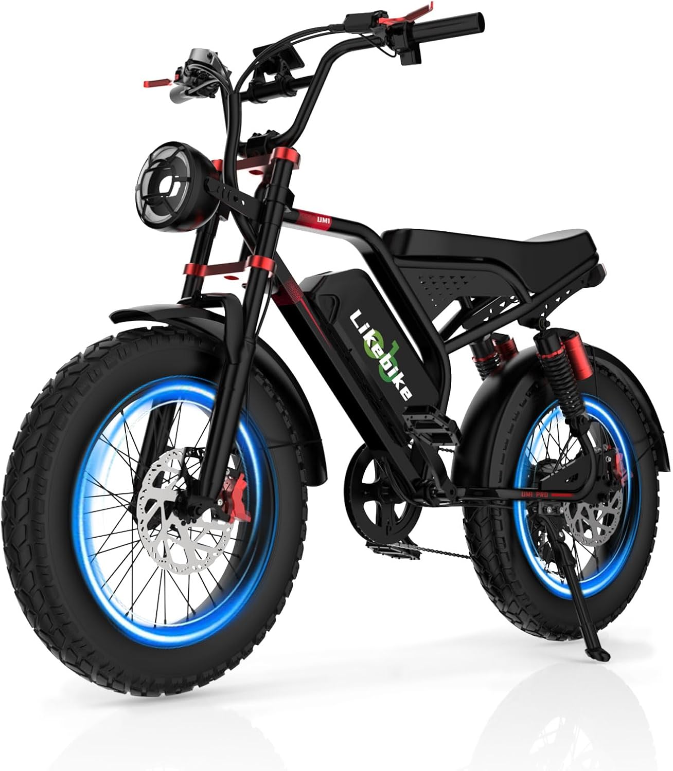 Likebike Electric Bike for Adults 1500W/2000W/3000W Peak,32/36/47MPH 20' Fat Tire Ebike, 48V 20AH/23AH/33Ah Removable Battery 7-Speed Full Suspension Mountain Bike Off Road Hydraulic Disc Brake