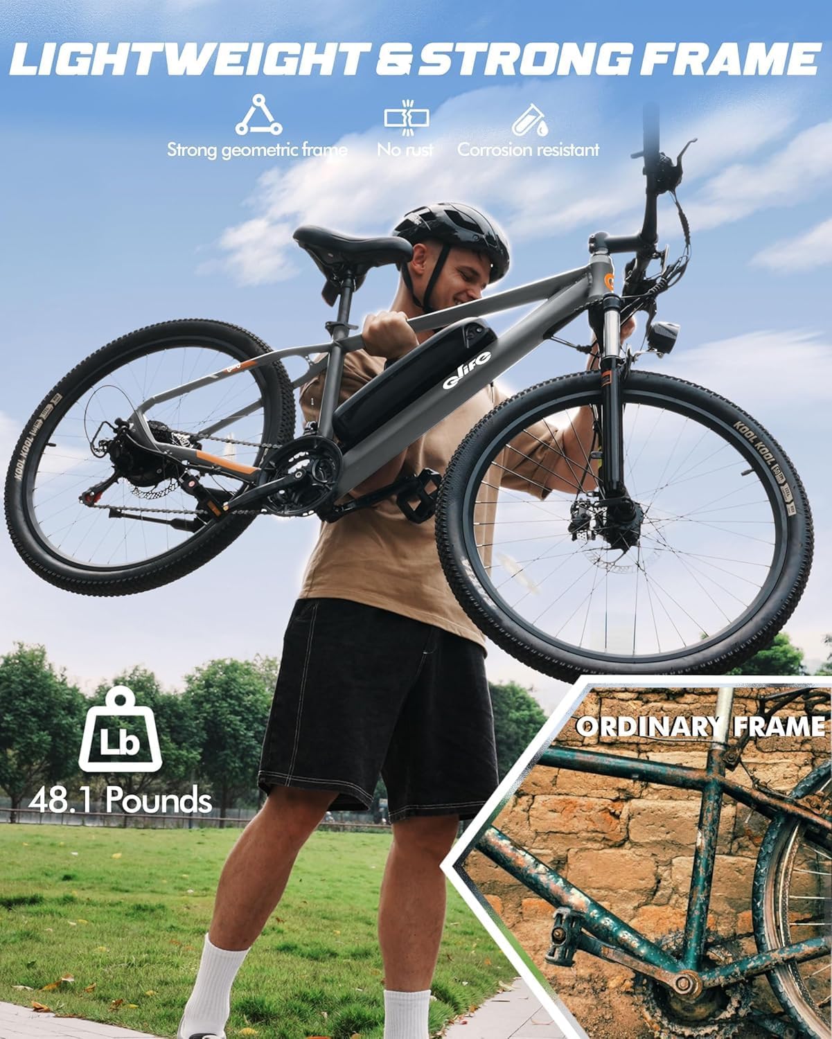 Qlife Racer Electric Bike for Adults - 21-Speed Mountain Lightweight Ebike with Peak 1000W/750W 25MPH/22MPH Brushless Motor, 375Wh Removable Battery, 26X2.1 Tire Step Over E-MTB, Up to 40 Miles