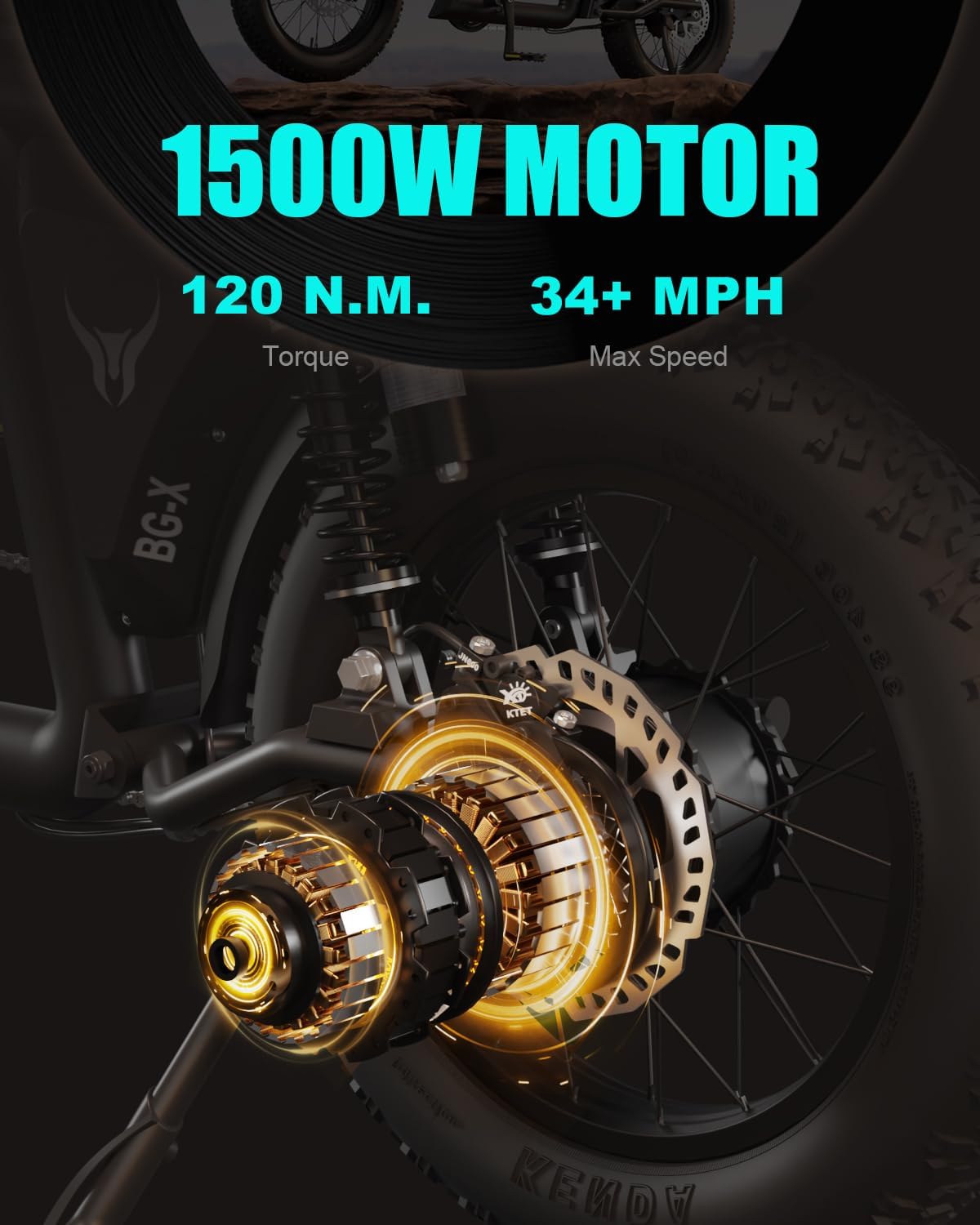 BIGNIU Adult Electric Bike, E Bike with 1500W Brushless Motor 52V/29.4Ah Range Up to 38 Miles Electric Bikes Front/Rear Turn Signals Dual Suspension Electric Bike Ebike BG-X PRO