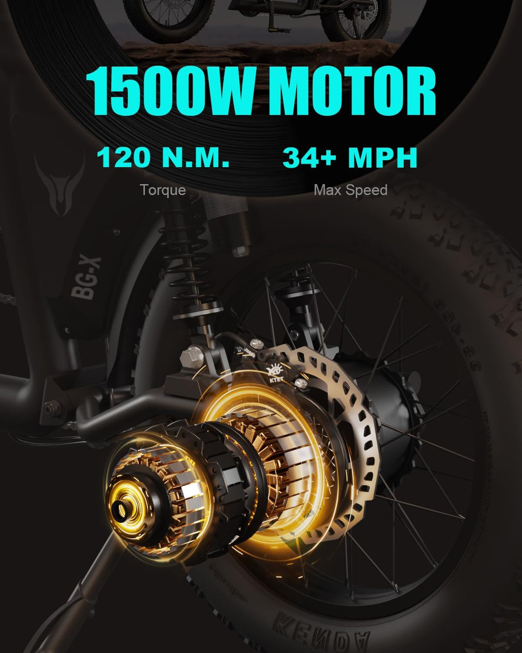 BIGNIU Electric Bike for Adult, Ebike with 1500W Brushless Motor 52V/29.4Ah Range Up to 38 Miles Electric Bike E Bike BG-X PRO Front/Rear Turn Signals Dual Suspension