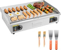 VEVOR Commercial Electric Griddle, 28.54 x 15.75 in, 2800W, 122-570°F Adjustable Temp Control, Stainless Steel Countertop Flat Top Grill with 2 Spatulas, 2 Brushes, and 4 Foot Pads, for Steak