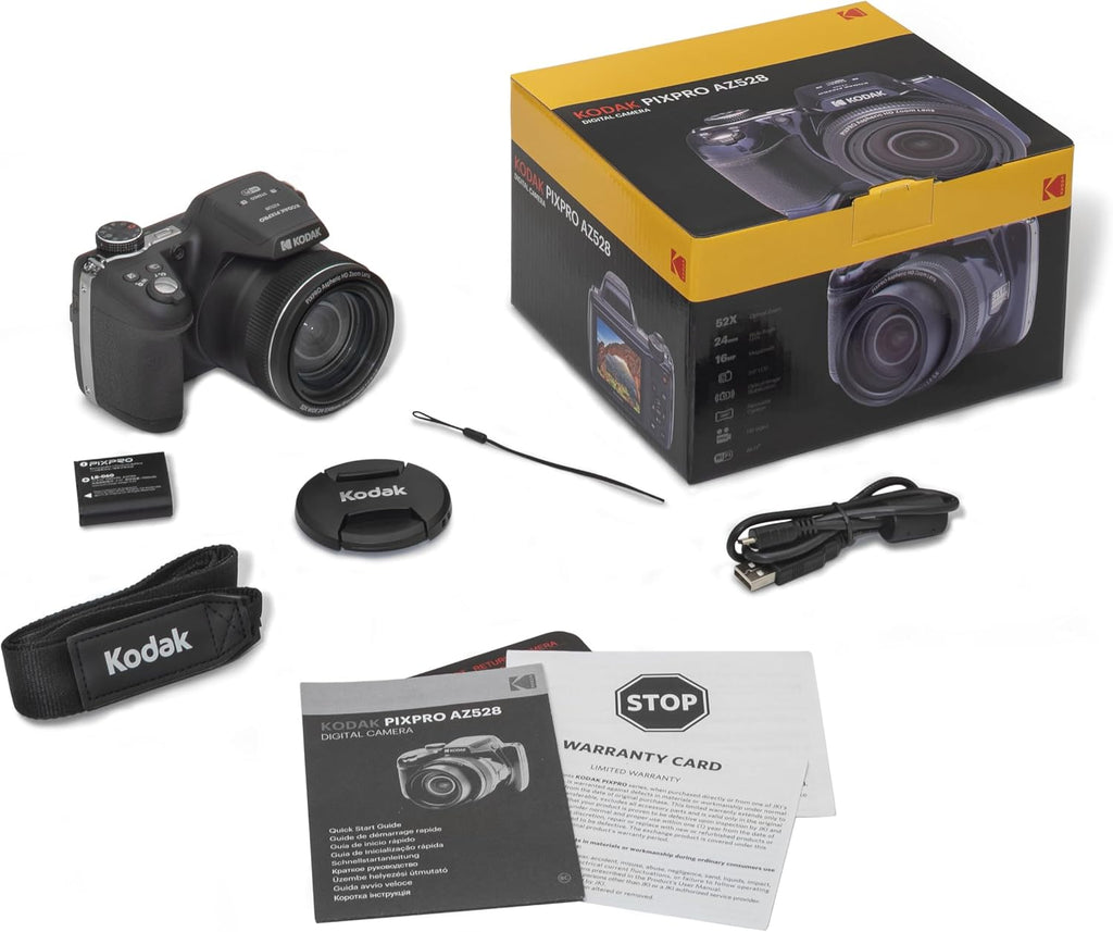 Kodak PIXPRO Astro Zoom AZ528-BK 16 MP Digital Camera with 52x Optical Zoom 24mm Wide Angle Lens 6 fps Burst Shooting 1080P Full HD Video Wi-Fi Connectivity and a 3' LCD Screen (Black)