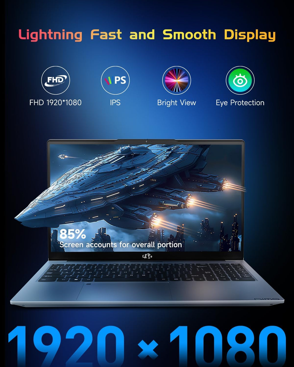 NIMO 15.6 IPS FHD-Laptop, 16GB RAM 1TB SSD Intel Pentium Quad Core N100, Computer with Backlit Keyboard Fingerprint (Beat to i3-1115G4 Up to 3.4GHz) Laptops for Student, Win 11 Sliver