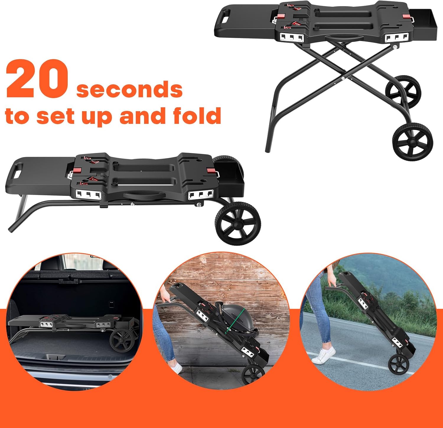 Outdoor Grill Stand for Weber Q1200, Q1000, Q2200, Q2400, Portable Grill Cart for Blackstone 17'& 22' Table Top Griddles, for Weber Grill,Griddle Stand for Blackstone,for Travel and Camping