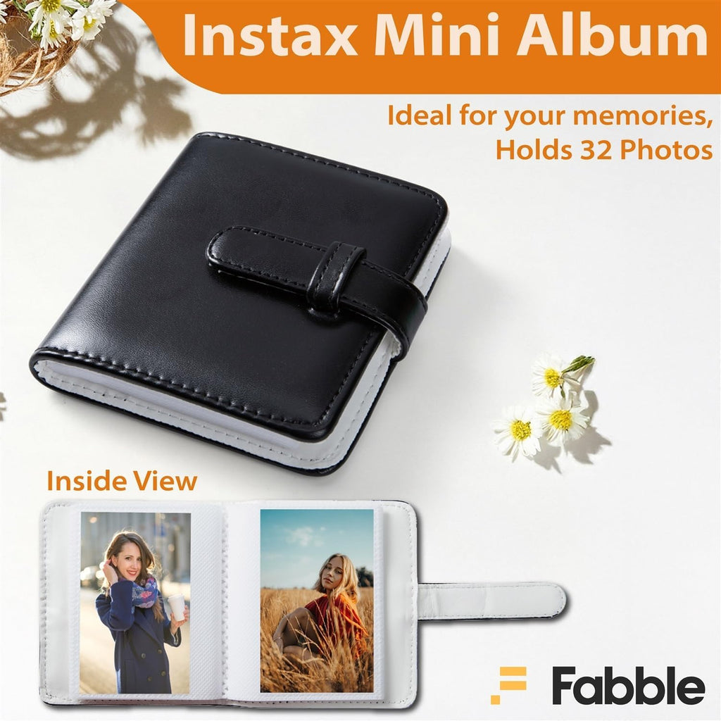 Fujifilm Instax Mini 41 Instant Film Camera Bundle with Groovy Case, Twin Pack Film (20 Sheets), Photo Album (32 Photos), –Vintage Black
