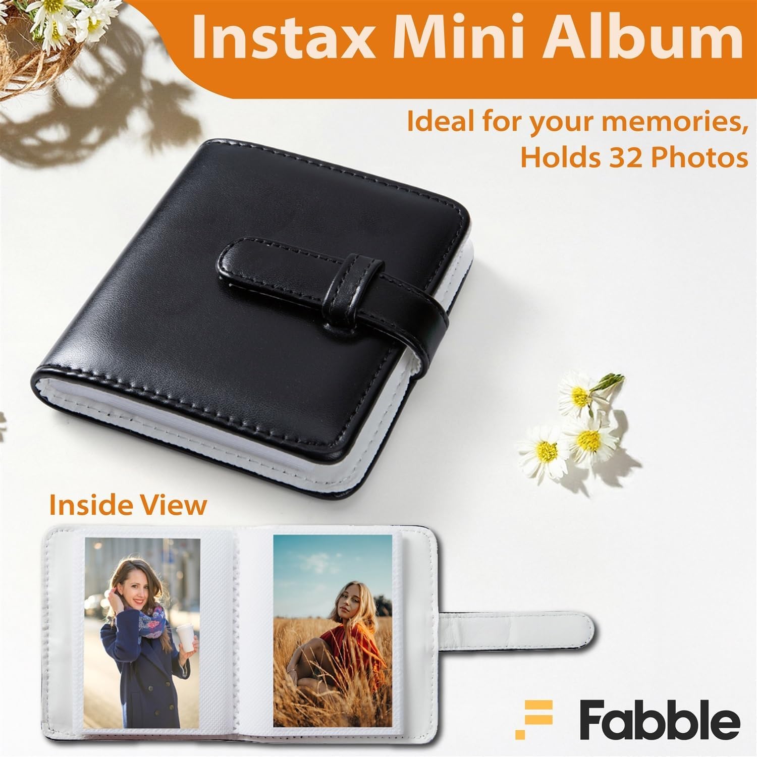 Fujifilm Instax Mini 41 Instant Film Camera Bundle with Groovy Case, Twin Pack Film (20 Sheets), Photo Album (32 Photos), –Vintage Black
