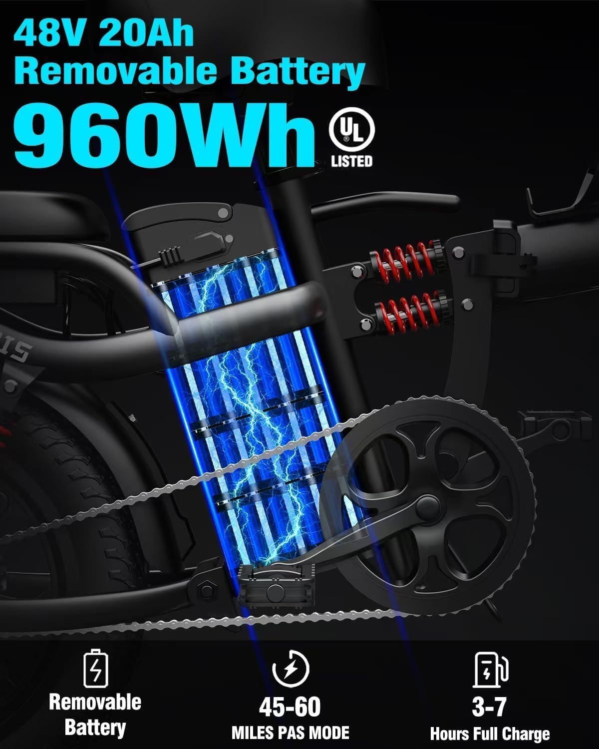Electric Bike for Adults, 16'/20' Tire E-Bike with 750W/1000W Peak Motor, 48V Removable Battery, Up to 45/60 Miles Range & 28/30MPH, Folding Electric Bike for City and Outdoor Ride