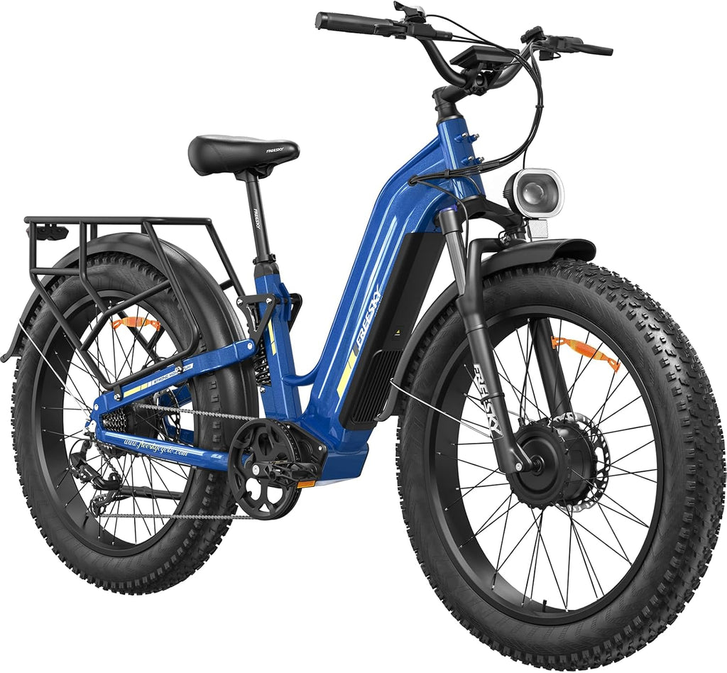 FREESKY Ranger AIR Dual Motor Electric Bike for Adults, 3500W 200NM Fast Ebike,105Miles Long Range E Bike,Full Suspension Electric Mountain Bike, 26'' Fat Tire Electric Bicycle for Man Womens Hunters