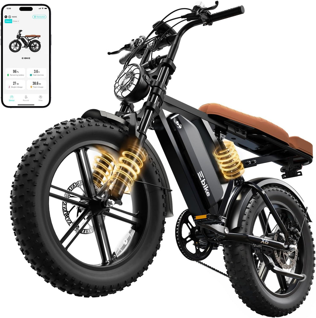 TST Electric Bike for Adults, 1500W Peak Motor 60/100 Miles Fat Tire Ebike with 48V 15Ah/25Ah Removable Battery 20' Fat Tire Electric Dirt Bike Full Suspension and 7-Speed