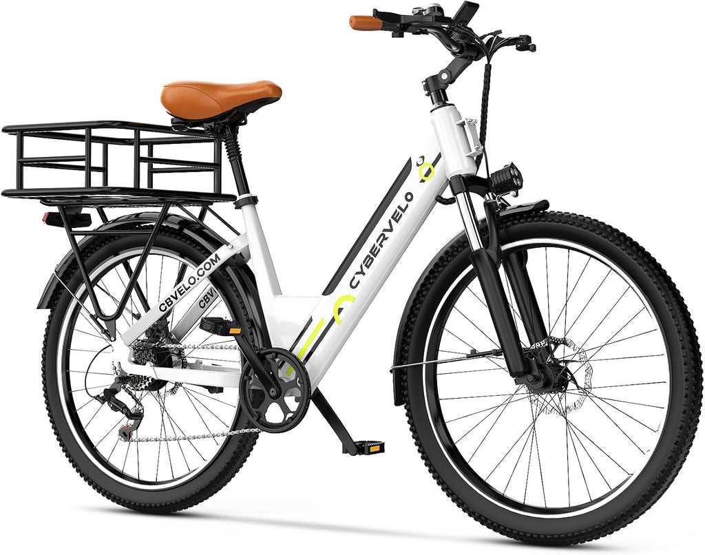 1000 Peak Electric Bike for Adults,up 80 Miles Removable Battery Ebike, 26' Electric E Bike with 7-Speed,Adult Electric Bicycles for Commute Beach Snow White Womens All Terrain
