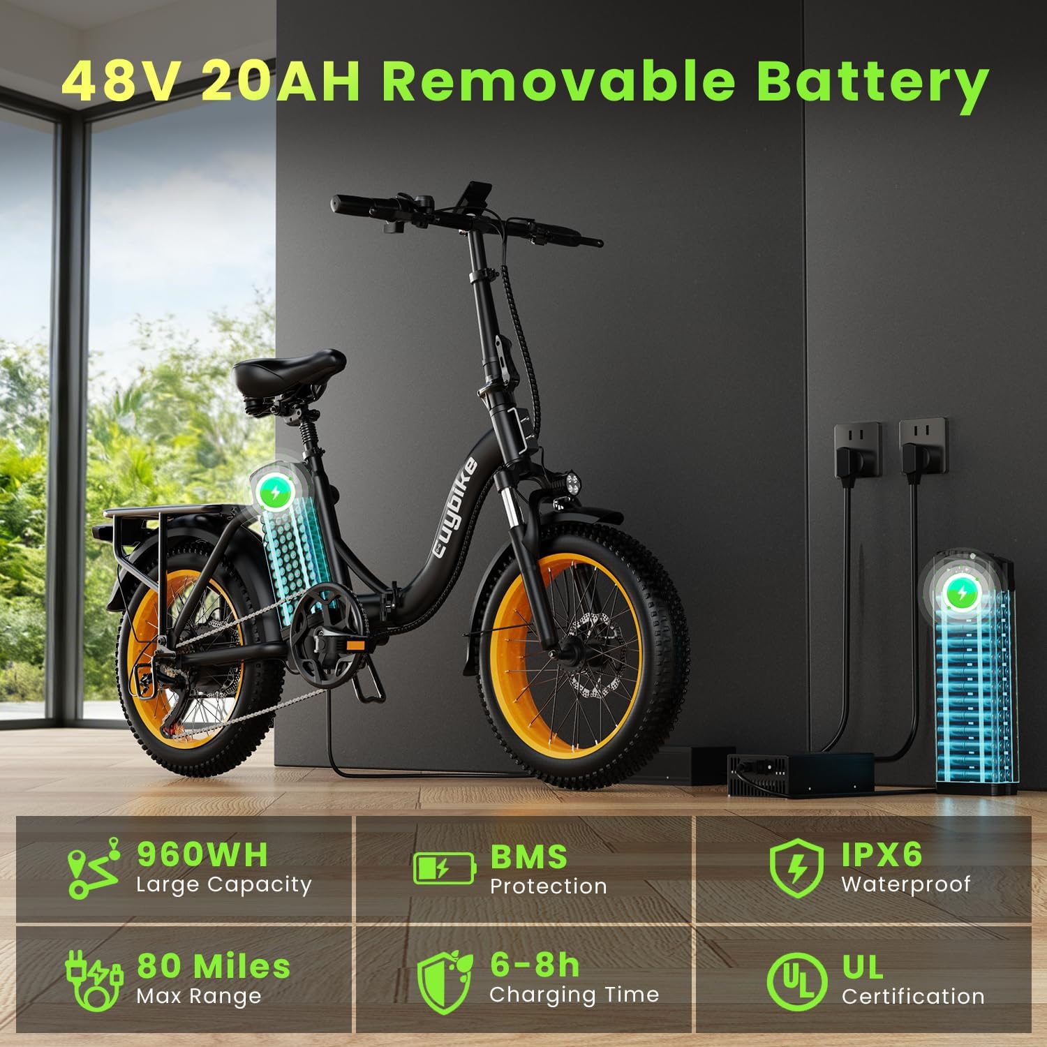 Folding Electric Bike for Adults and Seniors, 1000W Motor 48V 20AH Battery 30MPH 80 Miles, 20' Fat Tire All Terrain Ebike, 7-Speed Commuter E Bike, Step-Thru Electric Bicycle for Women and Teens