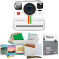 Polaroid Now 2nd Generation I-Type Instant Film Camera (White), Shoot and Print Bundle with Magnetic/Hanging Photo Frames and Black & White Film Instant Film (8 Exposures) (3 Items)