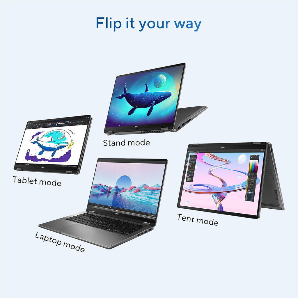 ASUS Vivobook 14 Flip Laptop Copilot+ PC, 14' OLED WUXGA 60Hz Touch Display, Intel® Core™ Ultra 5 226V and Arc™ Graphics, 16GB Memory, 512GB Storage, Windows 11, Matte Gray, TP3407SA-ES54T