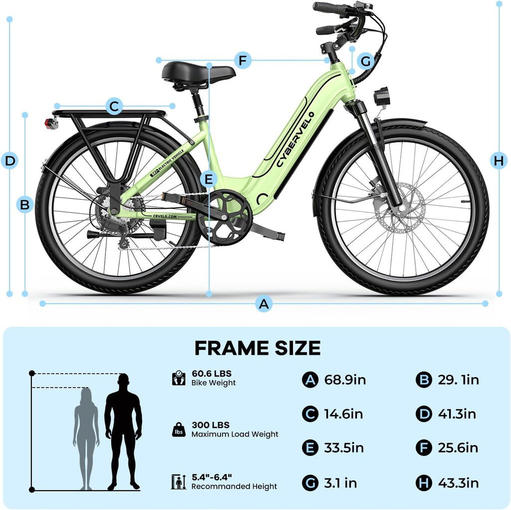 Cybervelo 750W Peak Electric Bike for Adults,up 80 Miles Removable Battery Ebike, 26' Electric E Bike with 7-Speed,Adult Electric Bicycles for Commute Beach Snow Womens/Man All Terrain