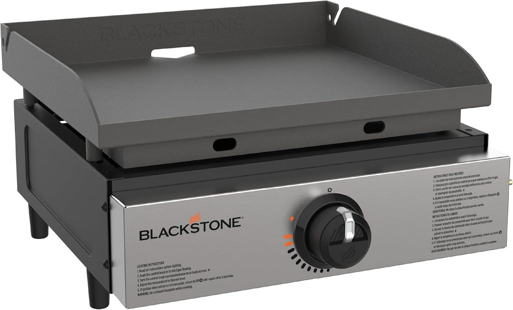 Blackstone 1971 Original 17' Tabletop Griddle with Stainless Steel Front Plate, Powder Coated Steel, Black