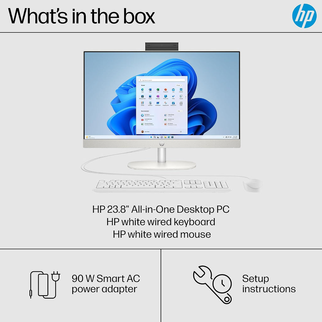 HP 24 inch All-in-One Desktop PC, FHD Display, AMD Ryzen 7 7730U, 16 GB RAM, 512 GB SSD, AMD Radeon Graphics, Windows 11 Home, 24-cr0032 (2024)